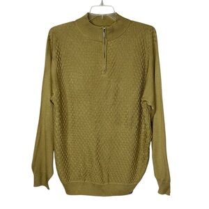 Stacy‎ Adams Men's Large Quarter Zip Pullover Long Sleeve Tan Sweater